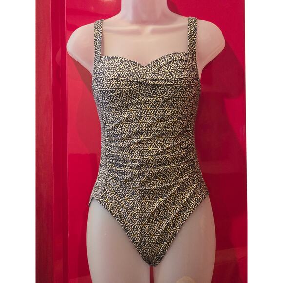 NIP TUCK 4 Nautical Foil Joanne One Piece Swimsuit • Metallic Gold Navy Blue - Picture 2 of 9